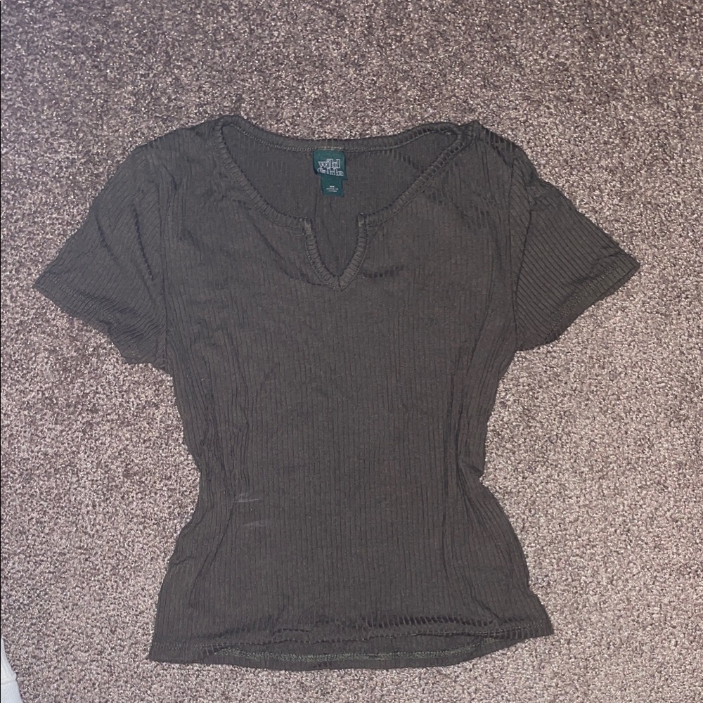 Wild Fable Black Ribbed Short Sleeve Top